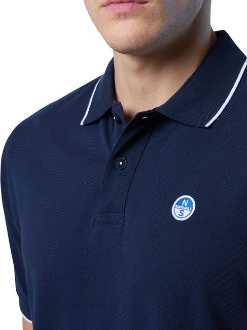 COLLAR STRIPED Tricou polo cu maneca scurta din bumbac albastru marin - maiou Polo