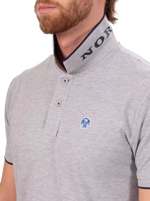 COLLAR STRIPED Tricou polo cu maneca scurta din bumbac melange gri - maiou Polo