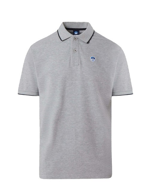 COLLAR STRIPED Tricou polo cu maneca scurta din bumbac melange gri - maiou Polo