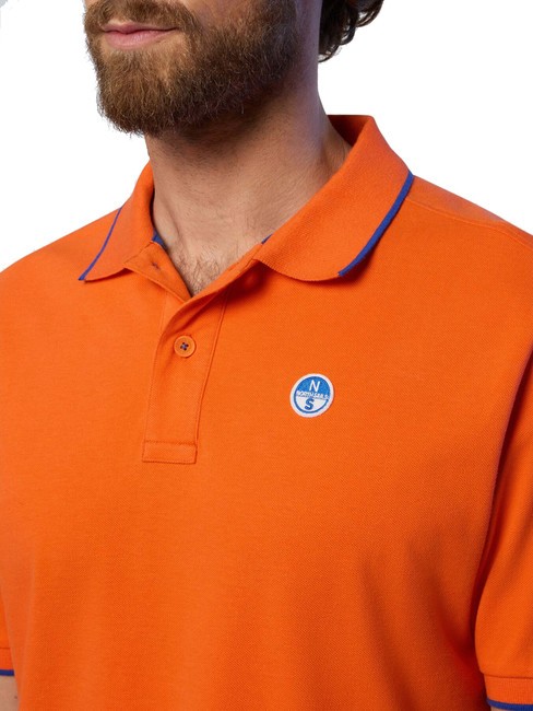COLLAR STRIPED Tricou polo cu maneca scurta din bumbac portocaliu flacără - maiou Polo