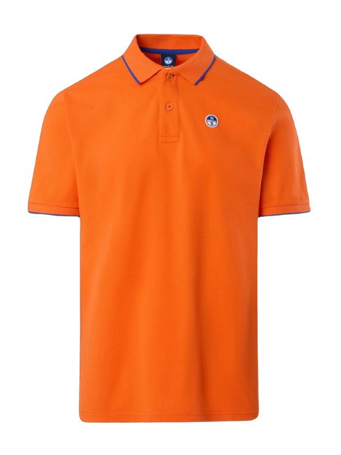 COLLAR STRIPED Tricou polo cu maneca scurta din bumbac portocaliu flacără - maiou Polo