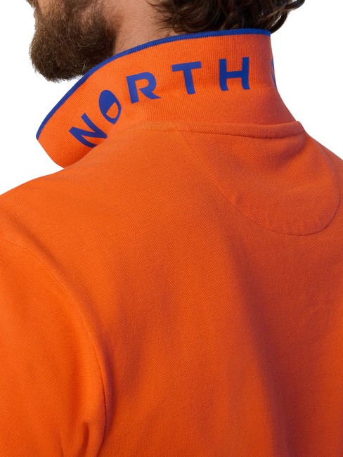 COLLAR STRIPED Tricou polo cu maneca scurta din bumbac portocaliu flacără - maiou Polo