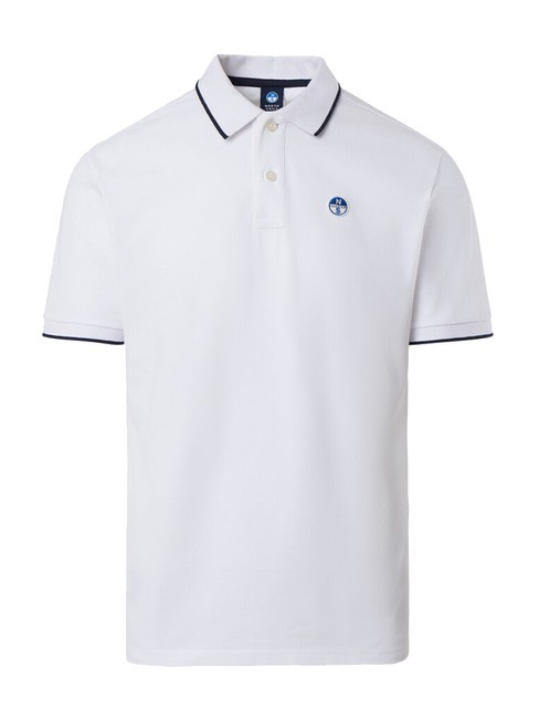 COLLAR STRIPED Tricou polo cu maneca scurta din bumbac alb - maiou Polo