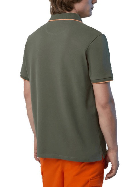 COLLAR STRIPED Tricou polo cu maneca scurta din bumbac măsline prăfuite - maiou Polo