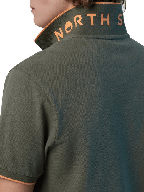 COLLAR STRIPED Tricou polo cu maneca scurta din bumbac măsline prăfuite - maiou Polo