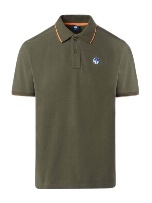 COLLAR STRIPED Tricou polo cu maneca scurta din bumbac măsline prăfuite - maiou Polo