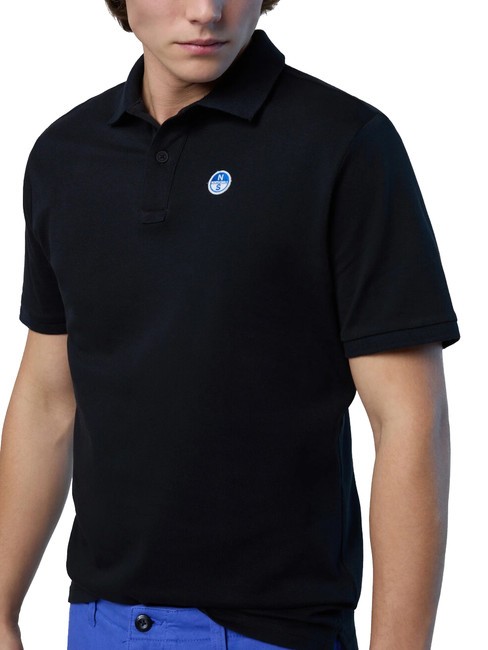 BASIC Tricou polo cu maneca scurta din bumbac negru - maiou Polo