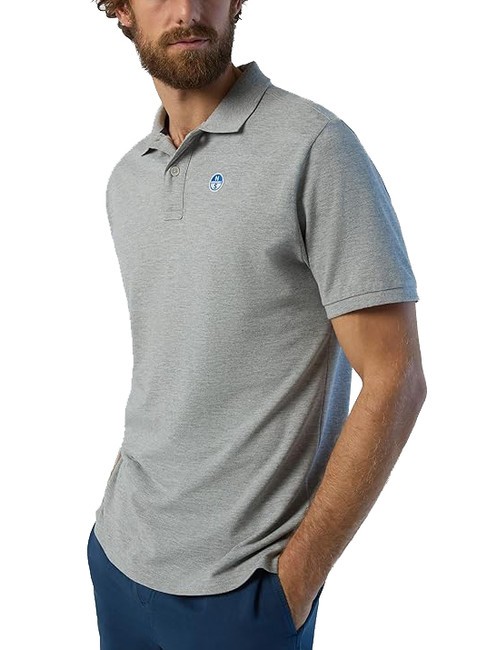BASIC Tricou polo cu maneca scurta din bumbac melange gri - maiou Polo