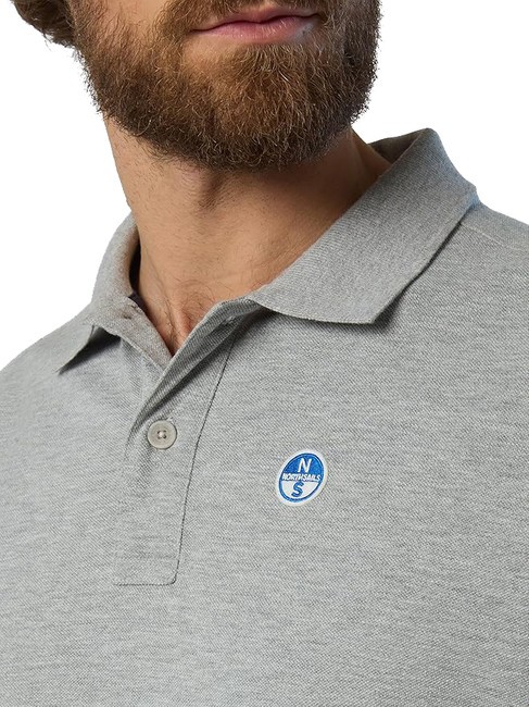 BASIC Tricou polo cu maneca scurta din bumbac melange gri - maiou Polo