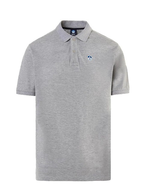 BASIC Tricou polo cu maneca scurta din bumbac melange gri - maiou Polo