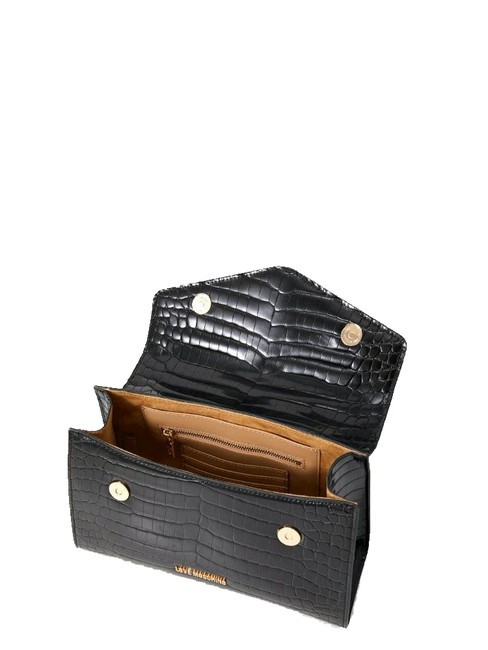 SHINY CROCO Geanta de mana, cu bareta de umar negru - Genți femei