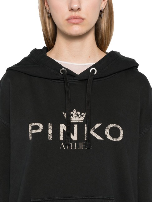 BASSANI Hanorac cu gluga limuzină neagră - Hanorace pentru femei