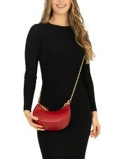 LESAC GIUDITTA Geanta hobo din piele cu lant roşu - Genți femei - 5