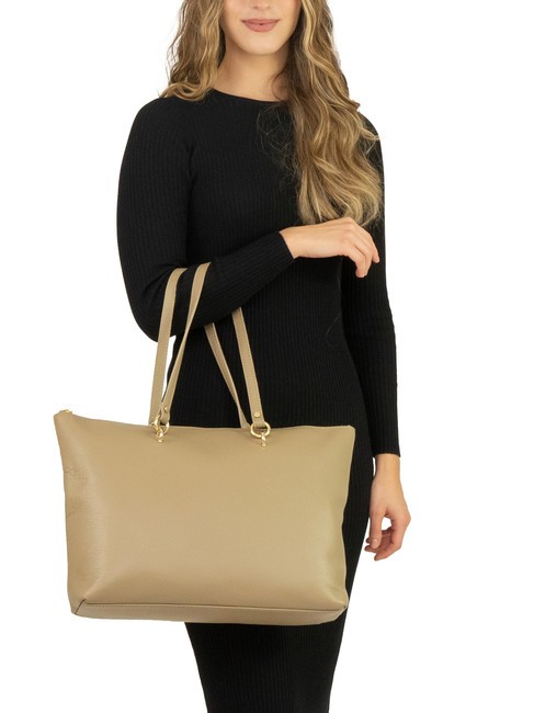 VIOLA  Geanta de cumparaturi din piele taup deschis - Genți femei