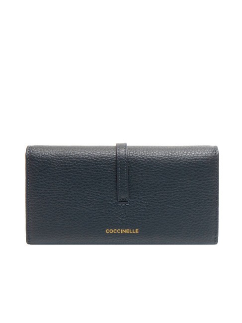 CHERRY Portofel mare din piele, 12 cc albastru miezul nopții - Portofele femei