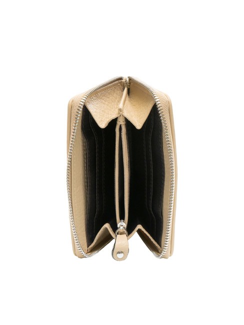 SIERRA Portofel mediu din piele cu fermoar BEIGE - Portofele femei