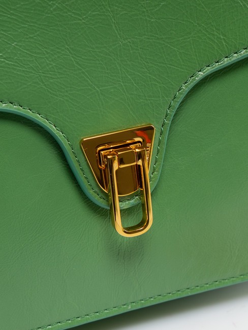 BEAT ROCK Geantă cu clapă din piele crăpată mentă - Genți femei