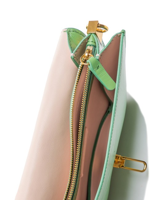 BEAT ROCK Geantă cu clapă din piele crăpată mentă - Genți femei