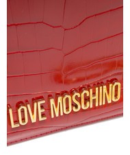 LOVE MOSCHINO SHINY CROCO Poșetă cu curea de umăr din metal RED - Genți femei - 3