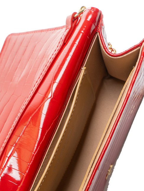 SHINY CROCO Poșetă cu curea de umăr din metal RED - Genți femei