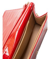 LOVE MOSCHINO SHINY CROCO Poșetă cu curea de umăr din metal RED - Genți femei - 4