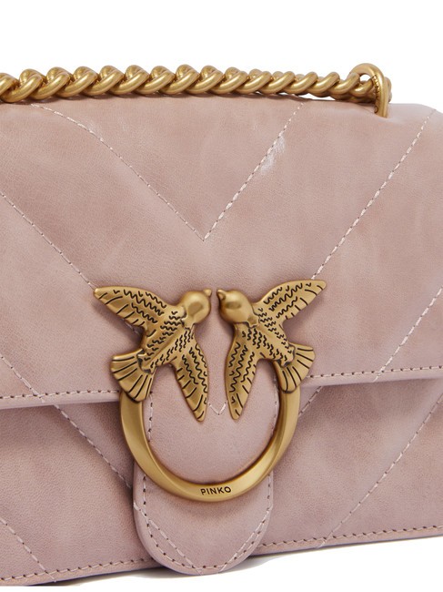 LOVE ONE MINI Geanta mini din piele despicata pulbere-aur antic - Genți femei