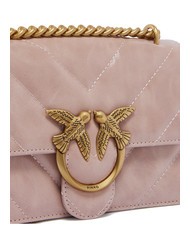 PINKO LOVE ONE MINI Geanta mini din piele despicata pulbere-aur antic - Genți femei - 3