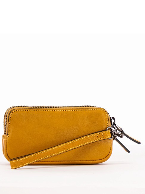 CAMPIONARIO - BLACK SQUARE Pocheta mini din piele galben - Husă pentru tabletă și organizator