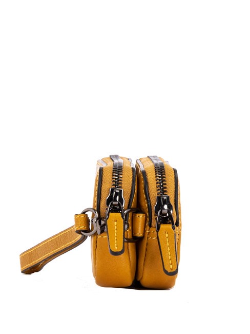 CAMPIONARIO - BLACK SQUARE Pocheta mini din piele galben - Husă pentru tabletă și organizator