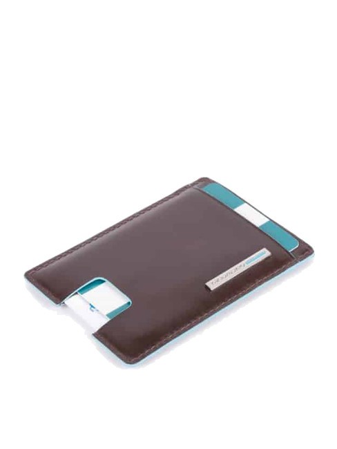 CAMPIONARIO - BLUE SQUARE  Suport plat pentru card din piele MAHOGANY - Portofele bărbați