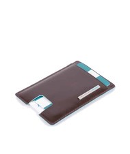 PIQUADRO CAMPIONARIO - BLUE SQUARE  Suport plat pentru card din piele MAHOGANY - Portofele bărbați - 2