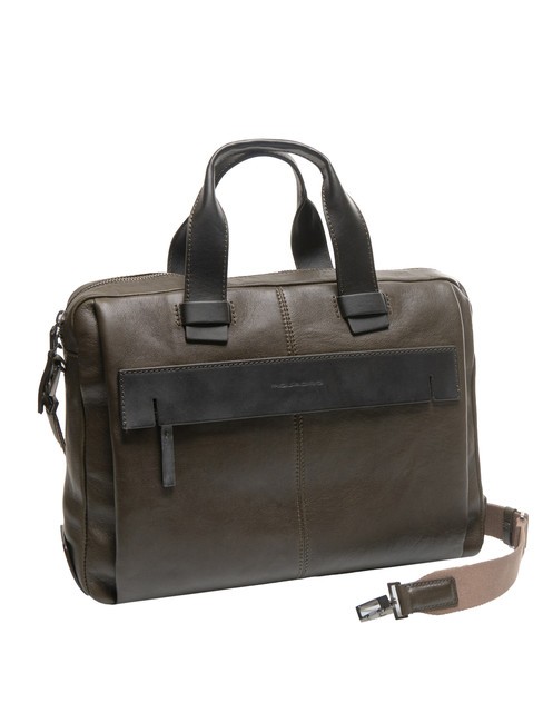 CAMPIONARIO - PYRAMID Servieta din piele, suport pc 15". VERDE - Serviete birou