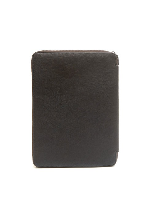 CAMPIONARIO - BLACK SQUARE Clipboard din piele A4 cu părul negru - Husă pentru tabletă și organizator