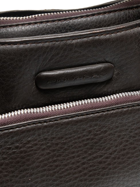 CAMPIONARIO - MODUS Servieta din piele, suport laptop de 15,6". cu părul negru - Serviete birou