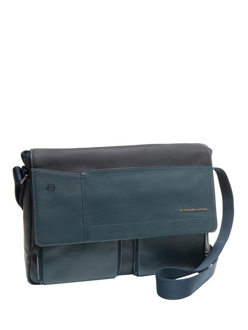 CAMPIONARIO - CARY Mesager din piele, suport laptop de 13". albastru - Serviete birou