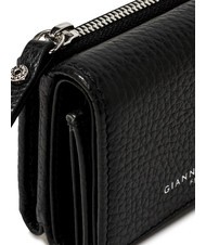 GIANNI CHIARINI WALLETS GRAIN Portofel mic din piele pietrișată negru - Portofele femei - 4