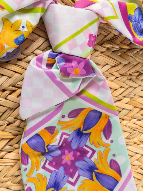 JAVA Geanta de plaja medie din paie violet - Genți femei