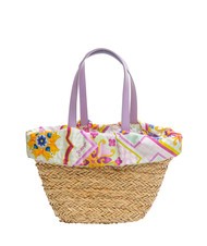 YNOT JAVA Geanta de plaja medie din paie violet - Genți femei - 4