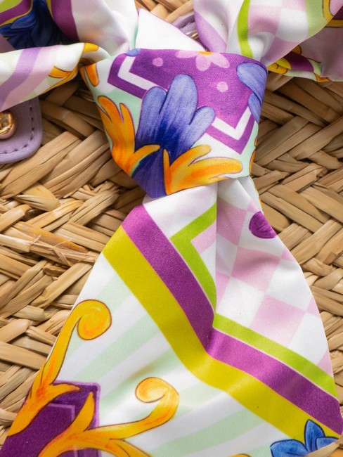 JAVA Geantă mare de plajă din paie violet - Genți femei