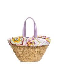 YNOT JAVA Geantă mare de plajă din paie violet - Genți femei - 4