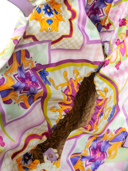 JAVA Geantă mare de plajă din paie violet - Genți femei