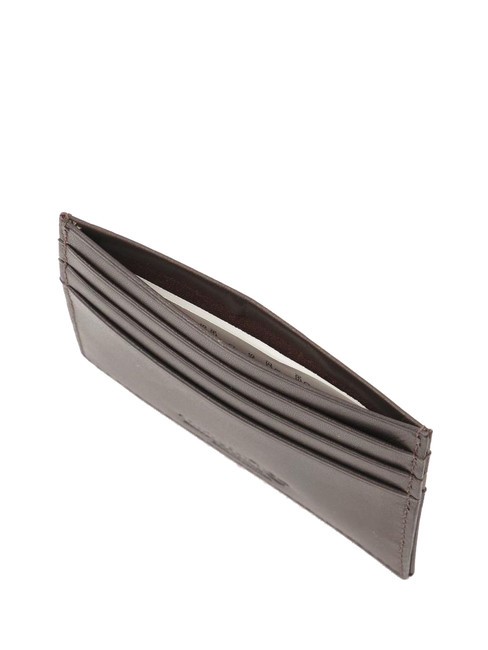 TB Suport plat pentru card din piele maro închis - Portofele bărbați