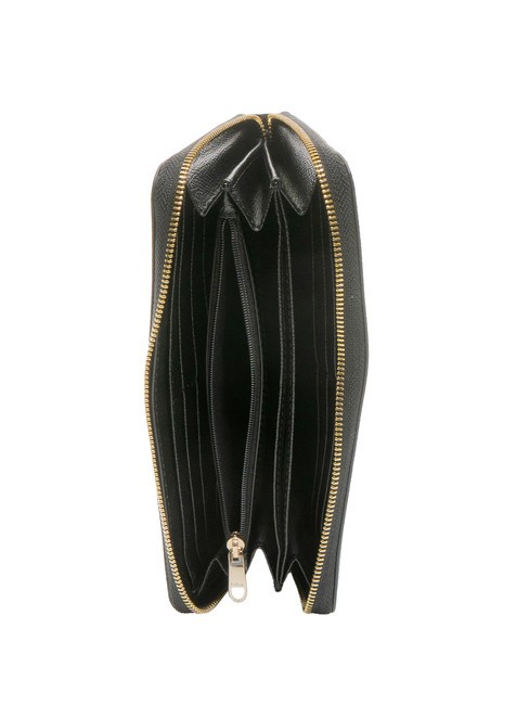 GARDENIA Portofel mare cu fermoar din piele negru - Portofele femei