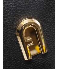 FURLA GARDENIA Geanta husa aparat foto din piele cu imprimeu keria tonuri de negru+gheata - Genți femei - 5