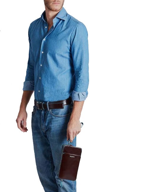 BLUE SQUARE Pochette din piele MAHOGANY - Genți femei