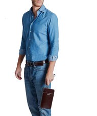 PIQUADRO BLUE SQUARE Pochette din piele MAHOGANY - Genți femei - 4