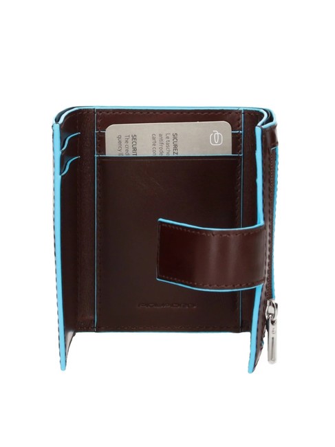 BLUE SQUARE Portofel trifold din piele și monede MAHOGANY - Portofele bărbați