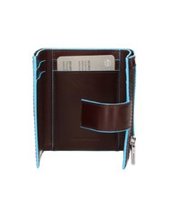 PIQUADRO BLUE SQUARE Portofel trifold din piele și monede MAHOGANY - Portofele bărbați - 2