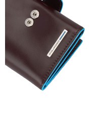 PIQUADRO BLUE SQUARE Portofel trifold din piele și monede MAHOGANY - Portofele bărbați - 3