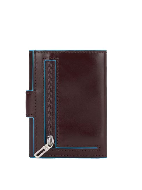 BLUE SQUARE Portofel trifold din piele și monede MAHOGANY - Portofele bărbați